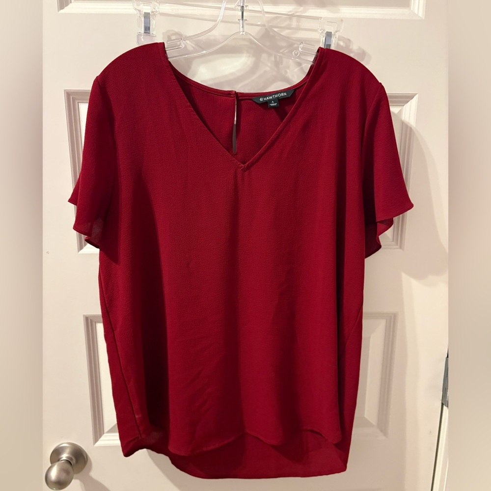 41 Hawthorn Rich Red V-Neck Blouse